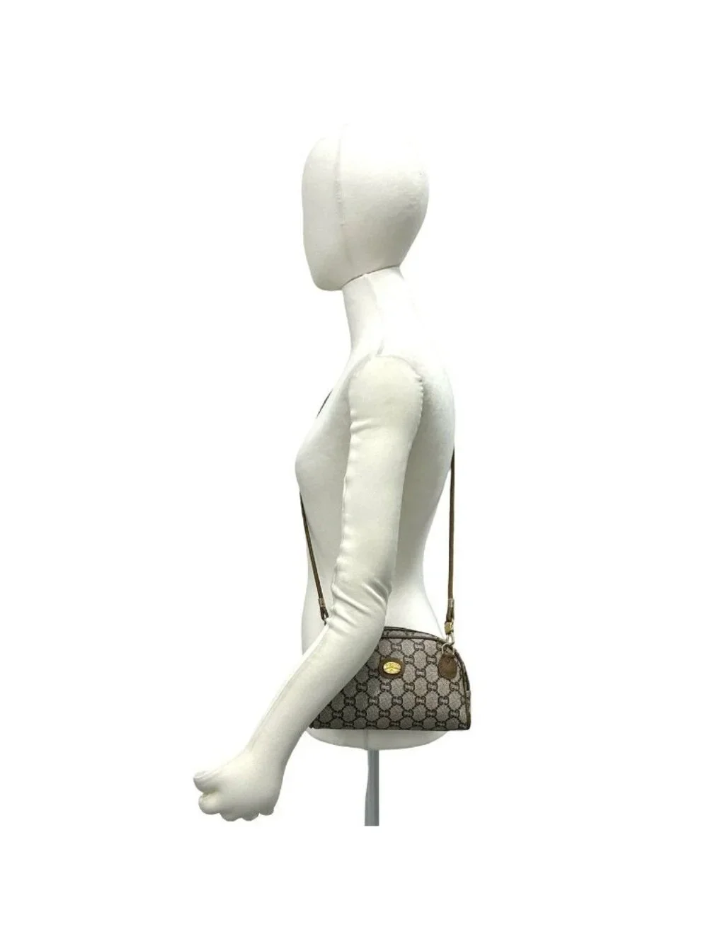 Gucci Vintage Plus Logo Pattern Leather Mini Shoulder Bag Pochette Brown